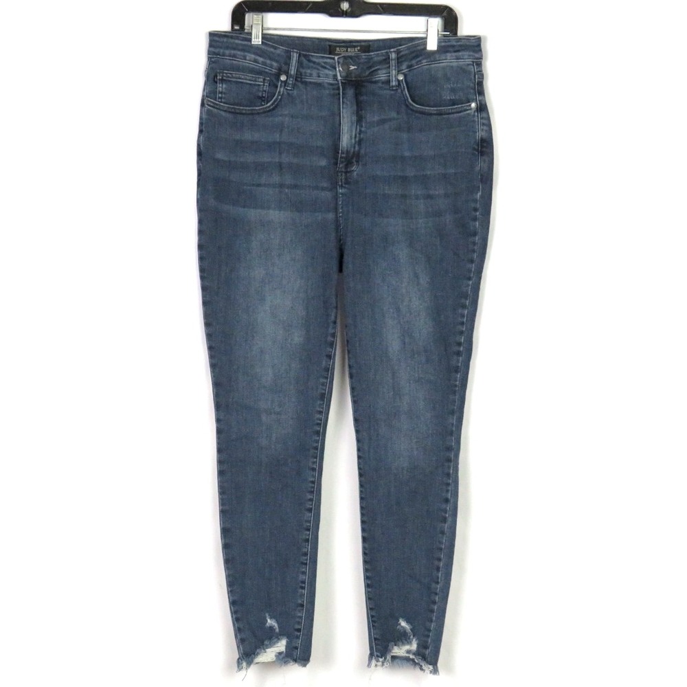 JUDY BLUE Distressed Skinny Fit Stretch Ankle Fray Denim Jeans Women's 15 / 32
